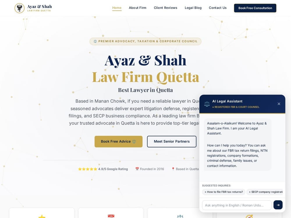 Ayaz Shah Law — Law Firm built by Max Digital Studio